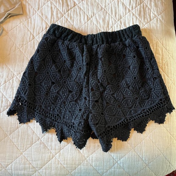Black Lace Shorts with lining, S - Picture 1 of 5
